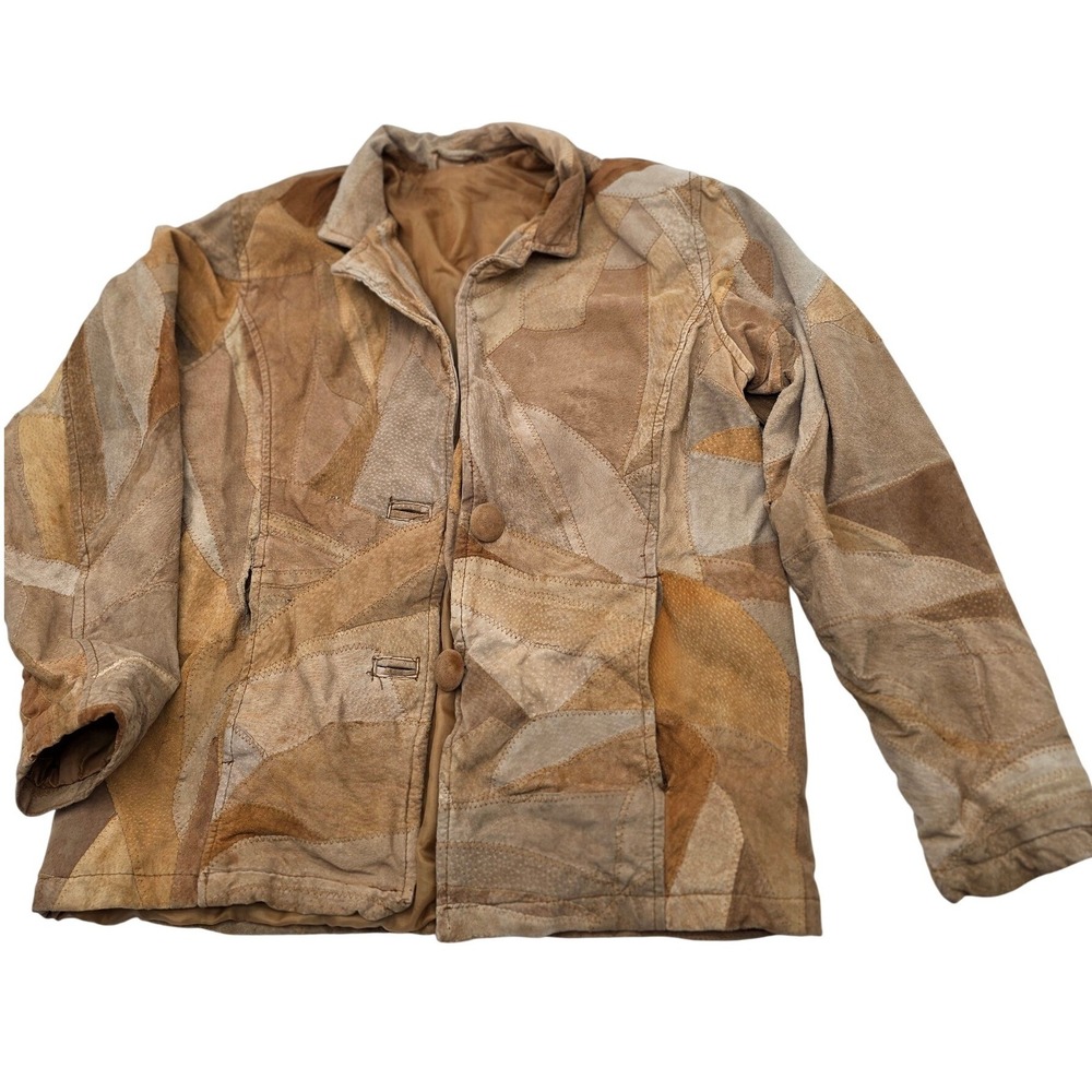 Thrashed Handmade Vnt Patchwork Suede Women Jacket Women M Boho Mosaic Retro